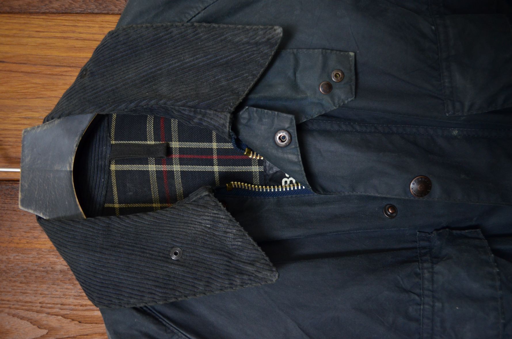 YKK Bar zip / turquoise 】 Barbour Bedale navy 2crest c34